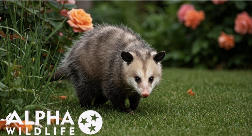 Opossum in yard